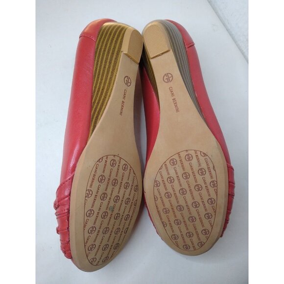 Giani Bernini Women's Sz 6.5 Watermelon Red Leather Wedge Low Heel Slip On Shoe - Picture 8 of 8
